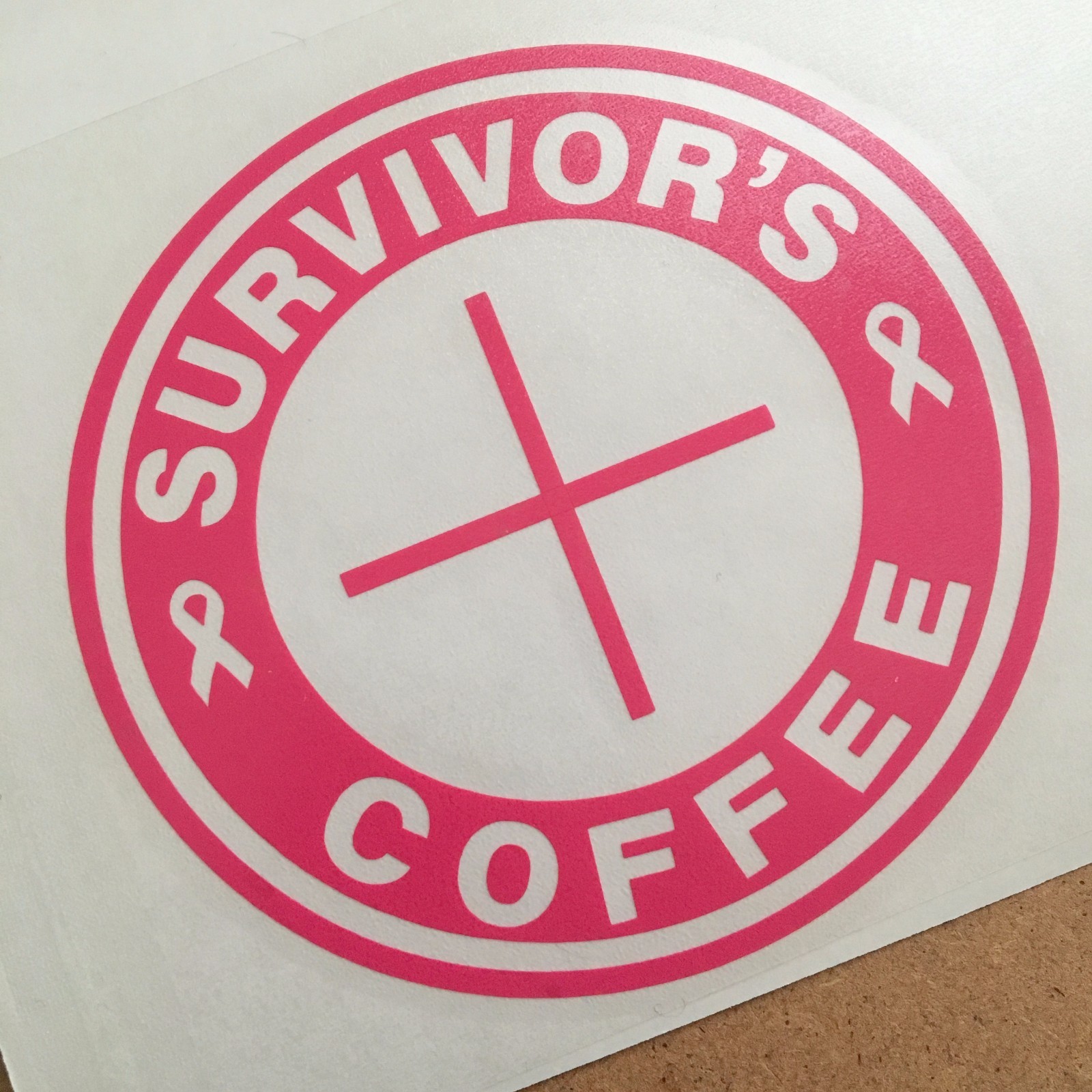 Survivor's Coffee Breast Cancer Awareness Starbucks Cup Decal Sticker