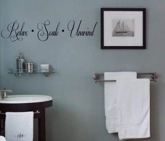 RELAX SOAK UNWIND Vinyl Lettering Decals Words Home Walls Bath Spa Bedroom Art