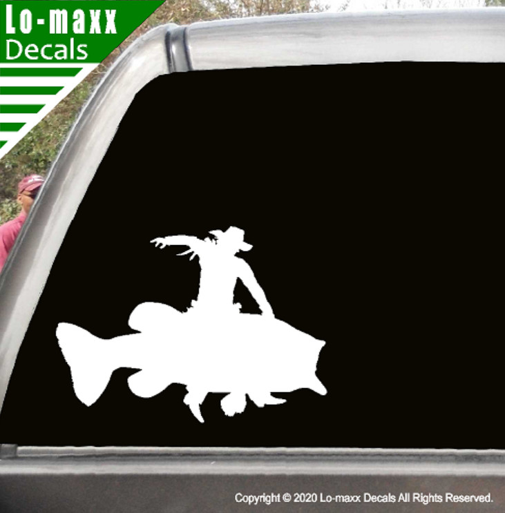 Largemouth Bass Rodeo Cowboy Western Freshwater Fishing Die Cut Vinyl Decal