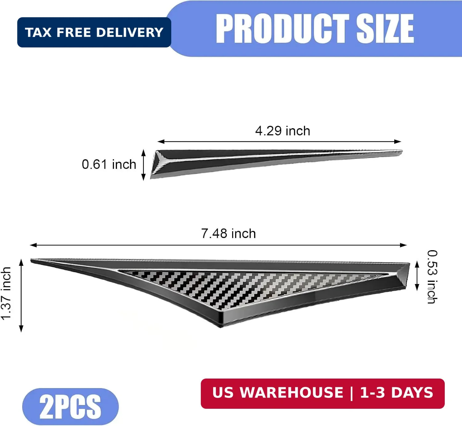 2 PCS Car Side Door Blade Wing Emblem Stickers, 3D Zinc Alloy Creative Fender Si