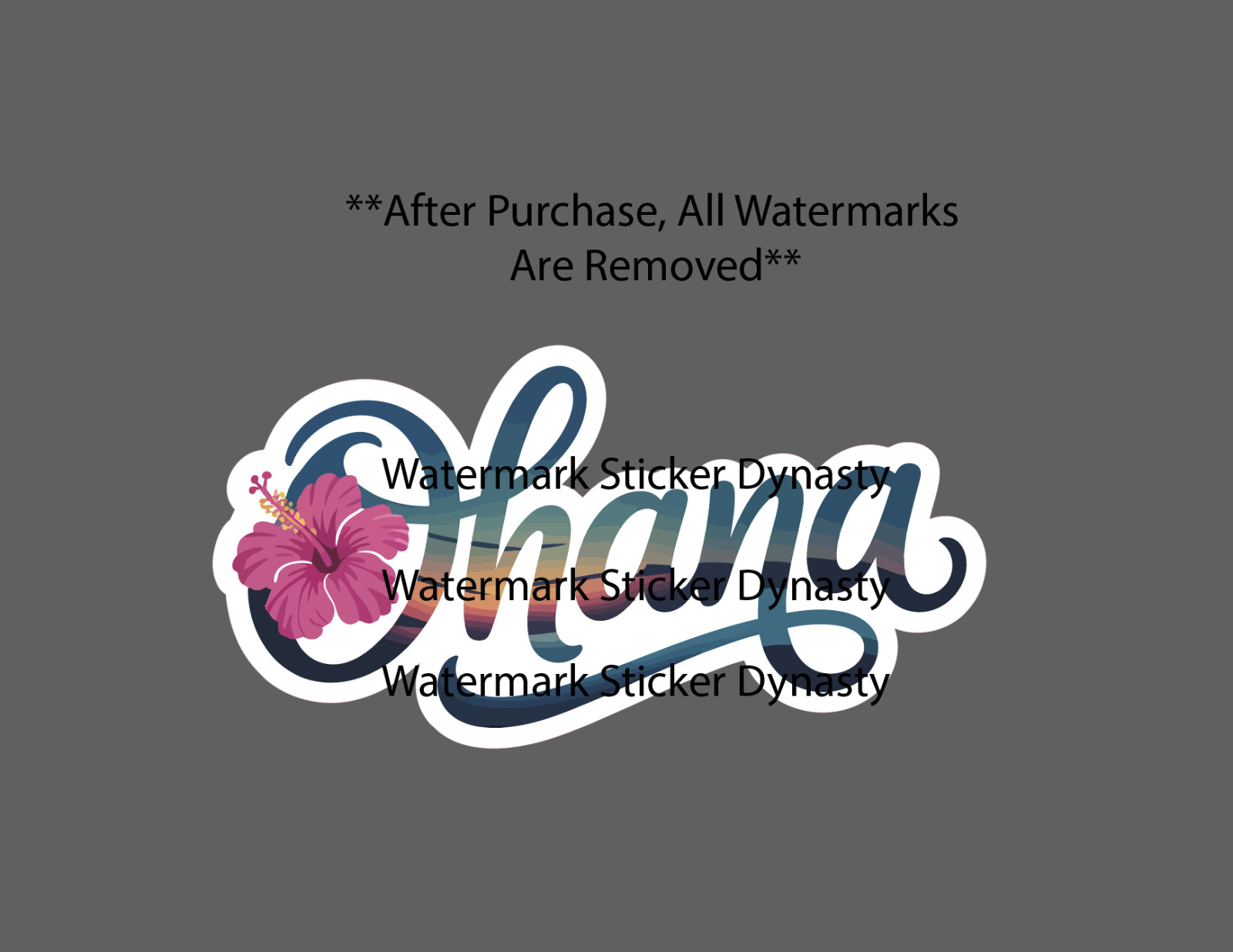 Ohana Sticker Waterproof Decal Hawaii Beach Scene Travel Hibiscus Ocean Gift NEW