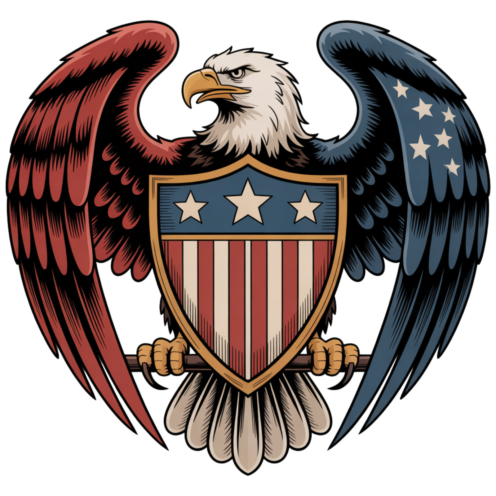 3 inch Patriotic Bald Eagle Shield Vinyl Sticker American Flag USA Decal