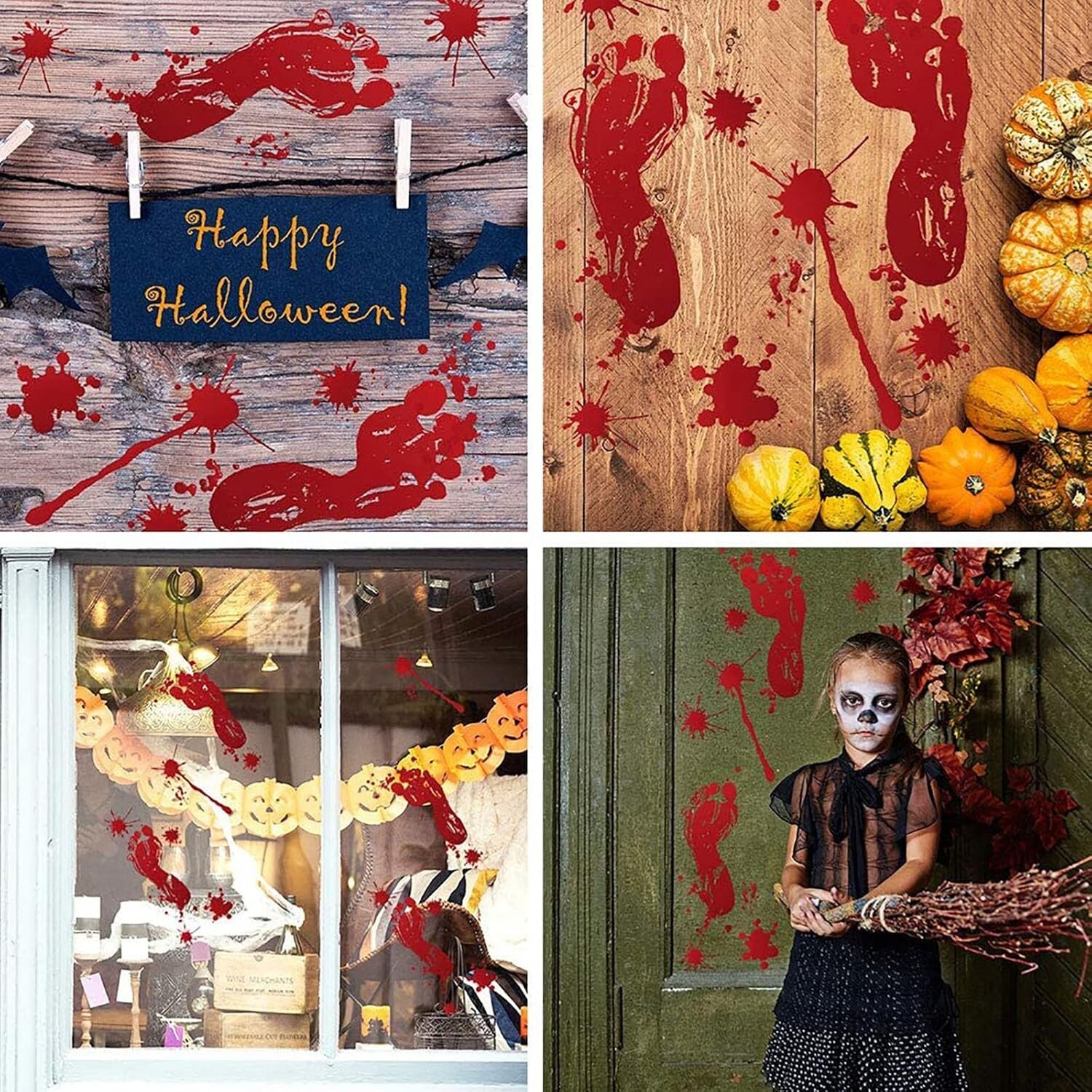Halloween stickers Bloody Footprints Floor Clings Bloody party Decorations