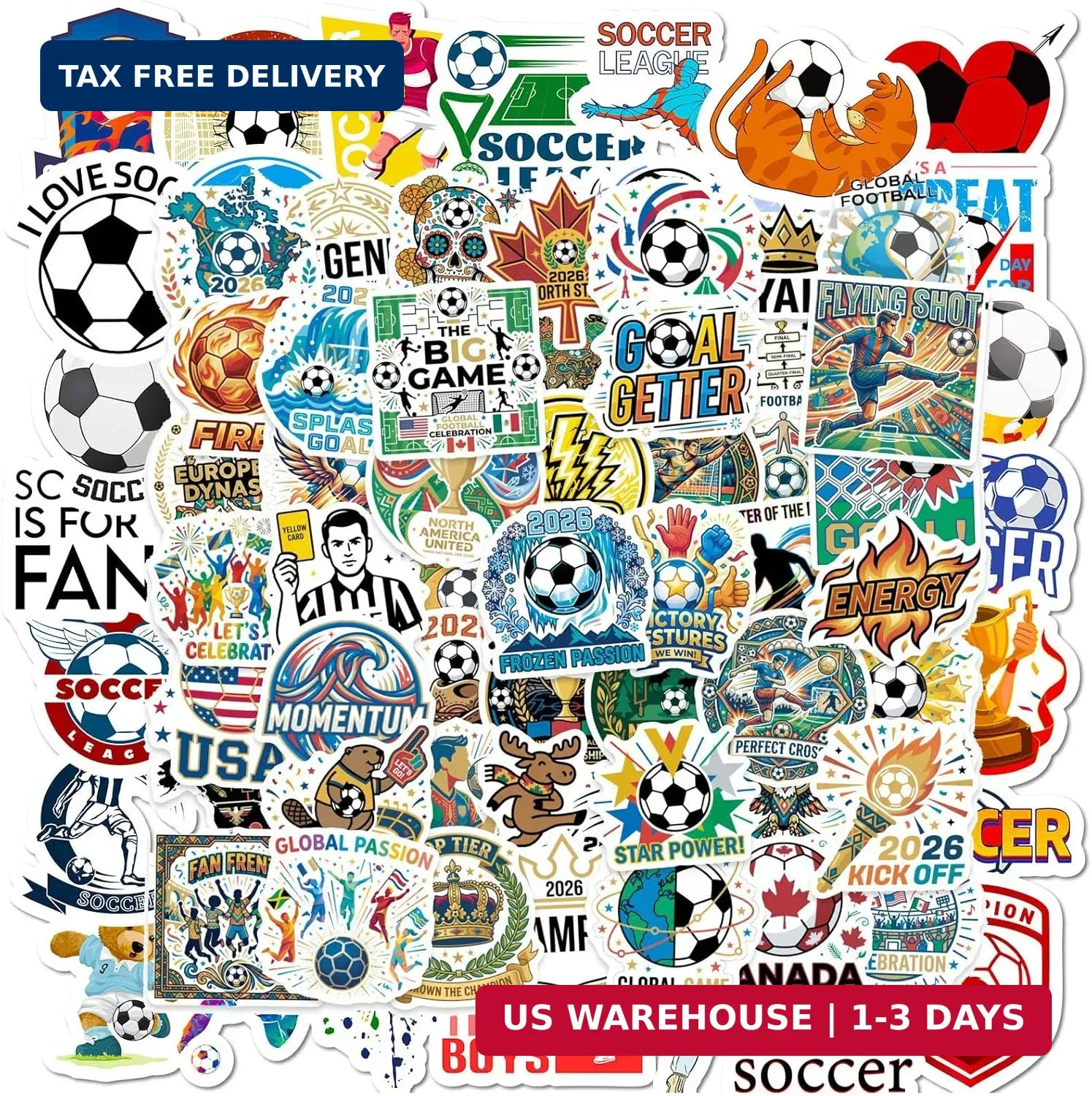 100 Pcs World Cup Football Soccer Stickers Soccer Sports Sticker Set for Adults