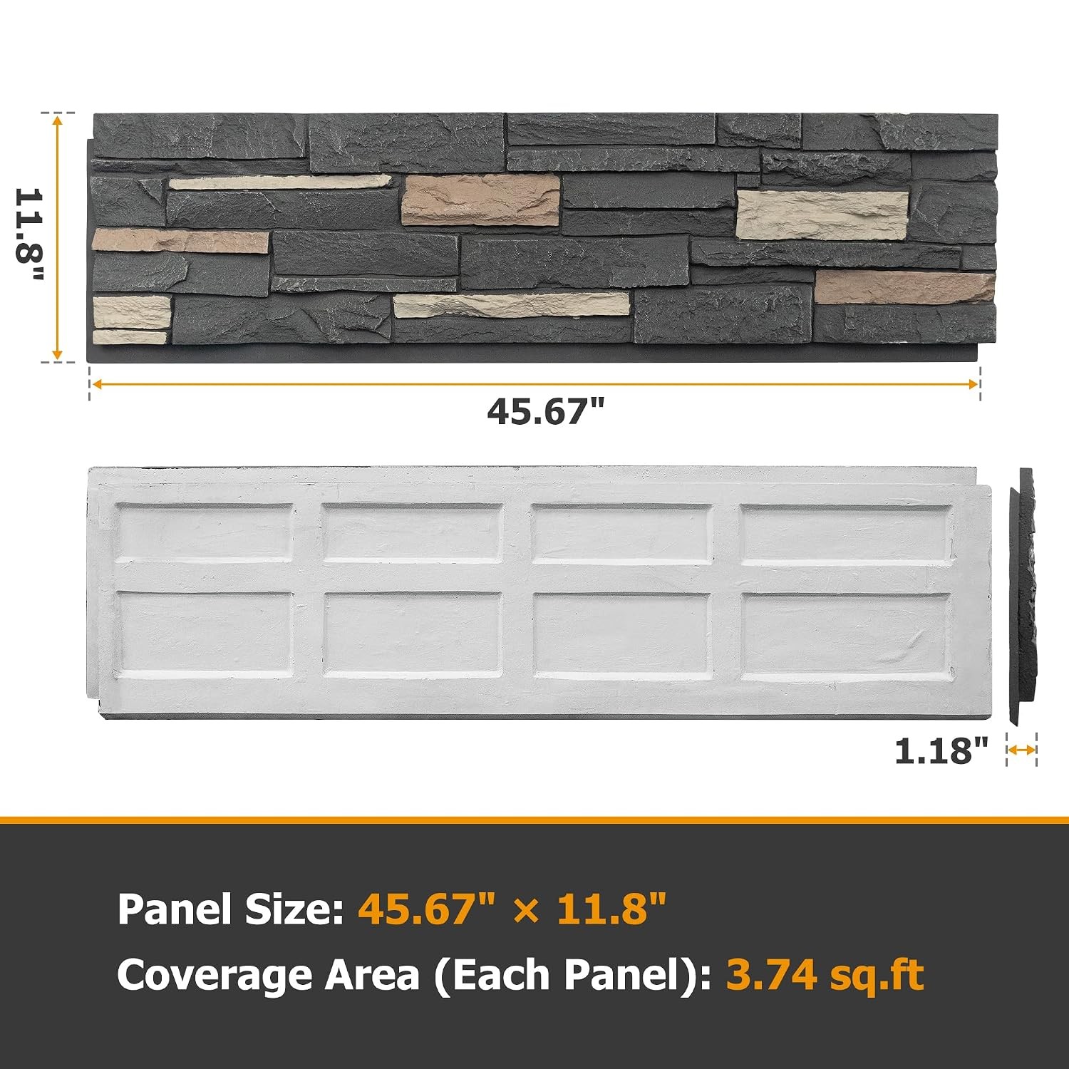 1-Pack Faux Stone Wall Covering Panels Interior & Exterior Decor PU Stone Veneer
