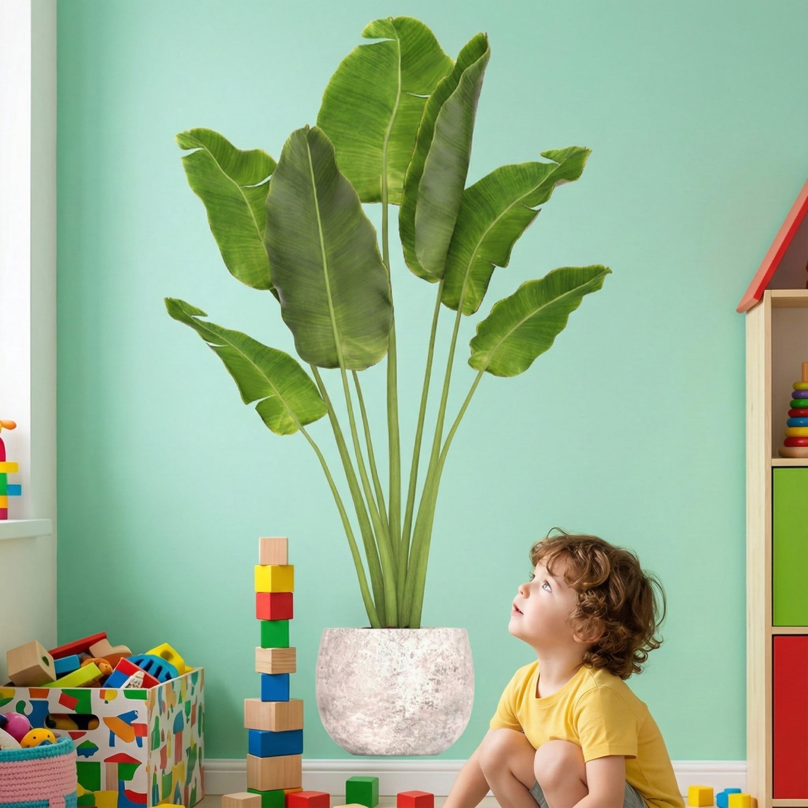 Green Plant Wall Decal Peel and Stick – 3D Realistic Potted Plant Wall Sticke…