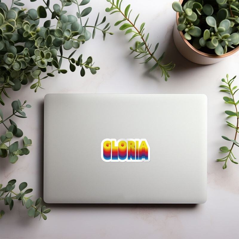 Rainbow Gloria Name – Car Bumper Sticker Vinyl Art Decal
