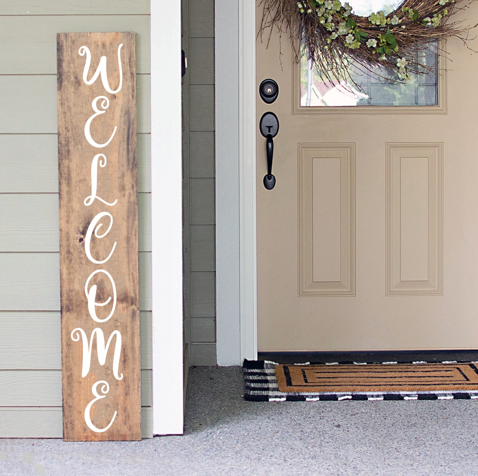 Welcome Vertical Vinyl Decal V2 – Front Porch Home – Die Cut Sticker