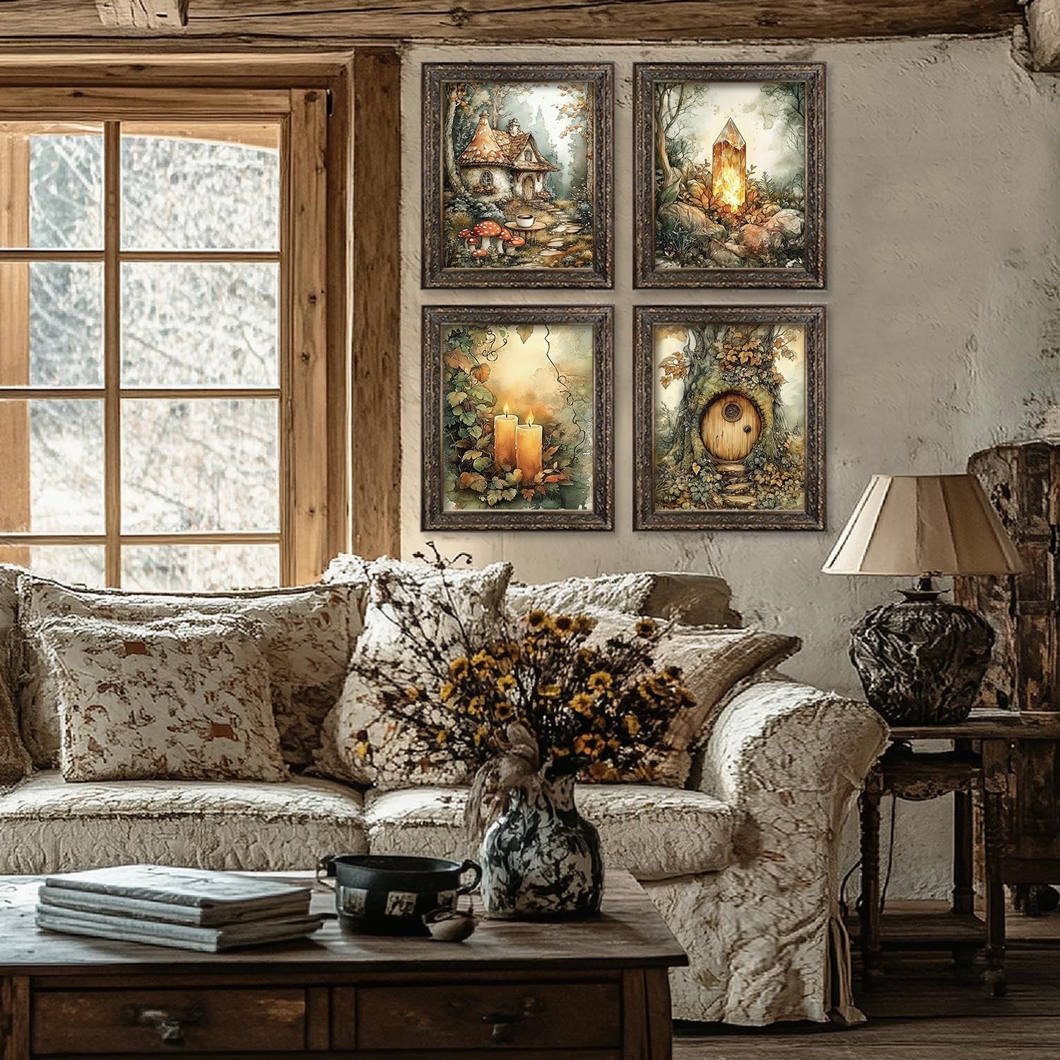 Locomiss Vintage Fairy Cottagecore Wall Art Decor Posters, Mushroom Forest Wa…