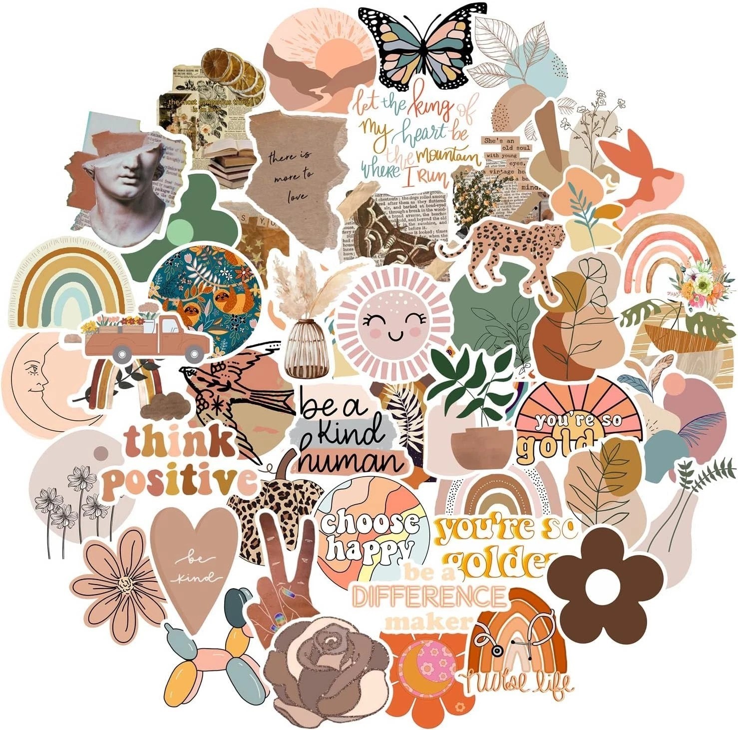 Vintage Aesthetic Stickers 50 Pcs, Vinyl Waterproof Stickers for Water Bottle…
