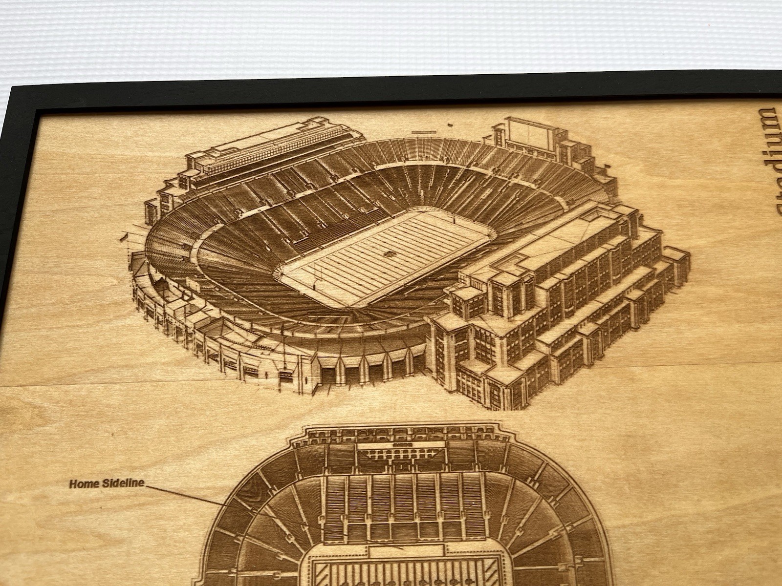 Notre Dame Stadium Blueprint Engraved Wood Wall Decor Laser Engraved