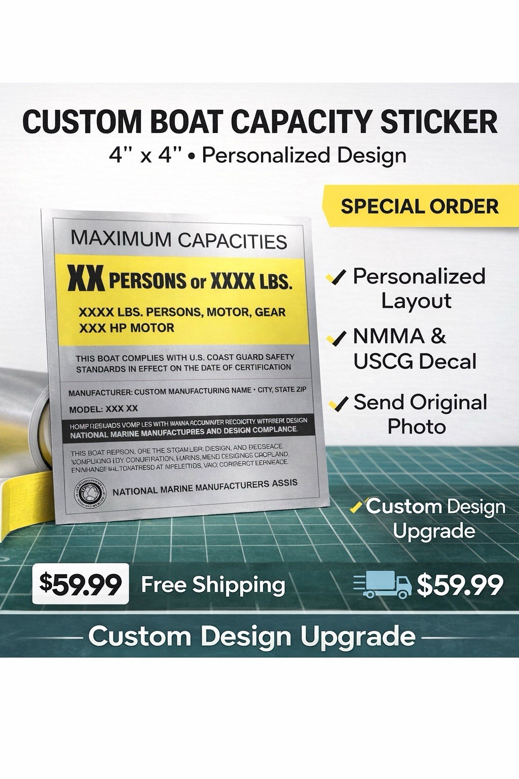 Custom Boat Capacity Sticker – Special Order