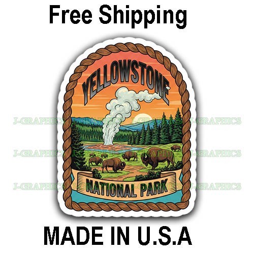 Yellowstone National Park Vintage Style Travel Decal, Vinyl Sticker E