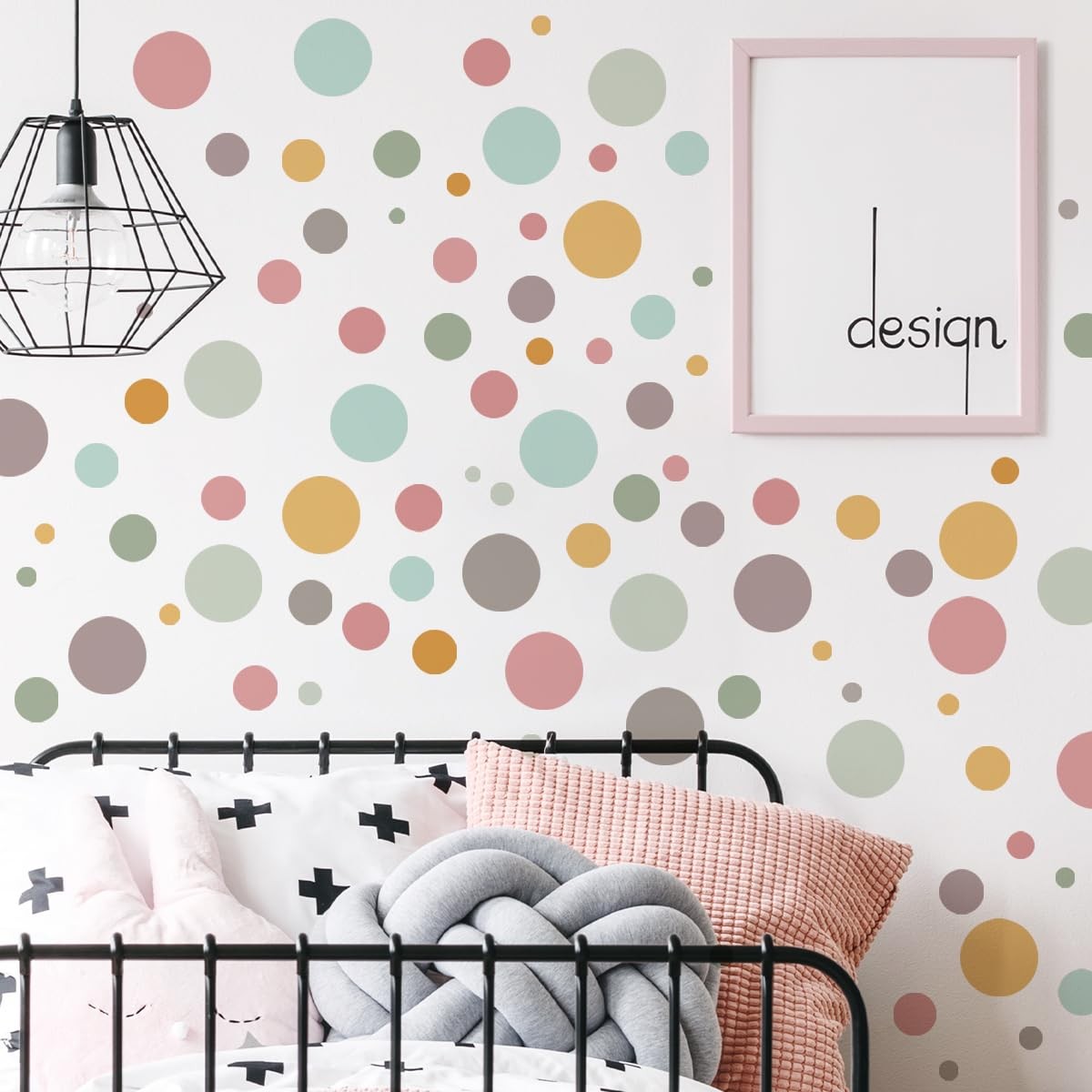178 Pcs Bohemian Wall Decal with Polka Dots & Rainbows – Neutral Nursery Deco…