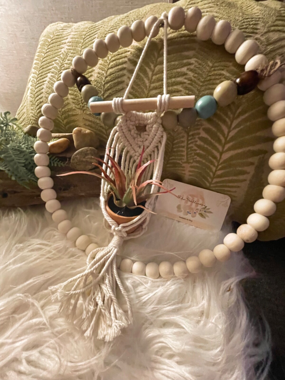 Succulent plant hanging decorative arrangement