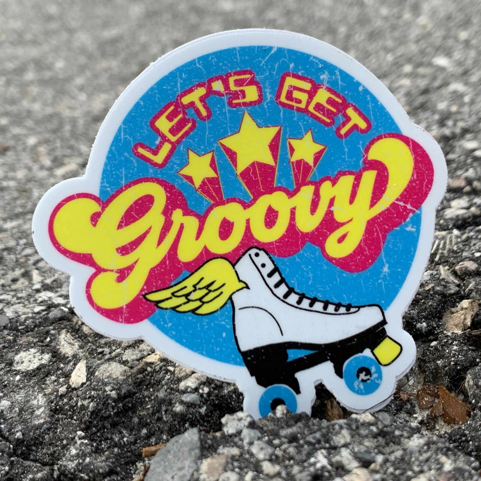 Groovy Premium Stickers & Magnets / Winged Roller Skate, Retro Style