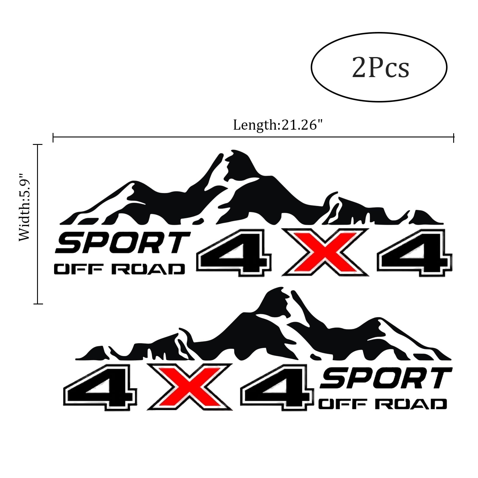 4X4 Off Road Sport with Mountain Pattern Decal Stickers 2Pcs, Vehicle Decor A…