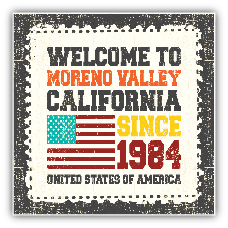 Moreno Valley Grunge Travel Postage Stamp Car Bumper Sticker Decal