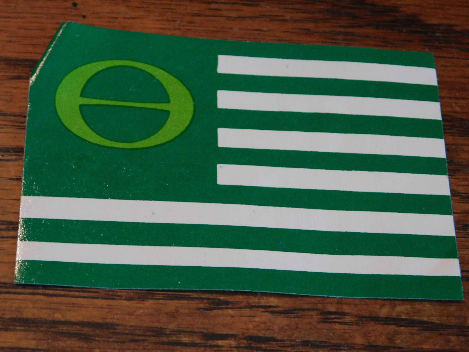 Vintage ECOLOGY Flag Sticker green white stripes Decals