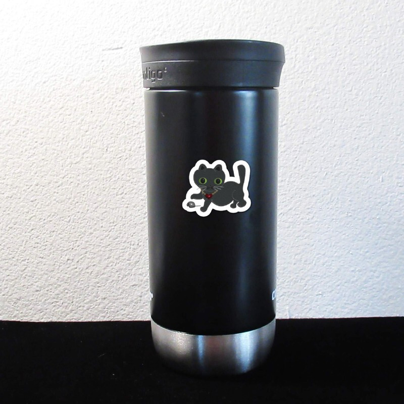 Black Kitty Vinyl Stickers Waterproof Cat Decal Outdoor Car Water Bottle Laptop