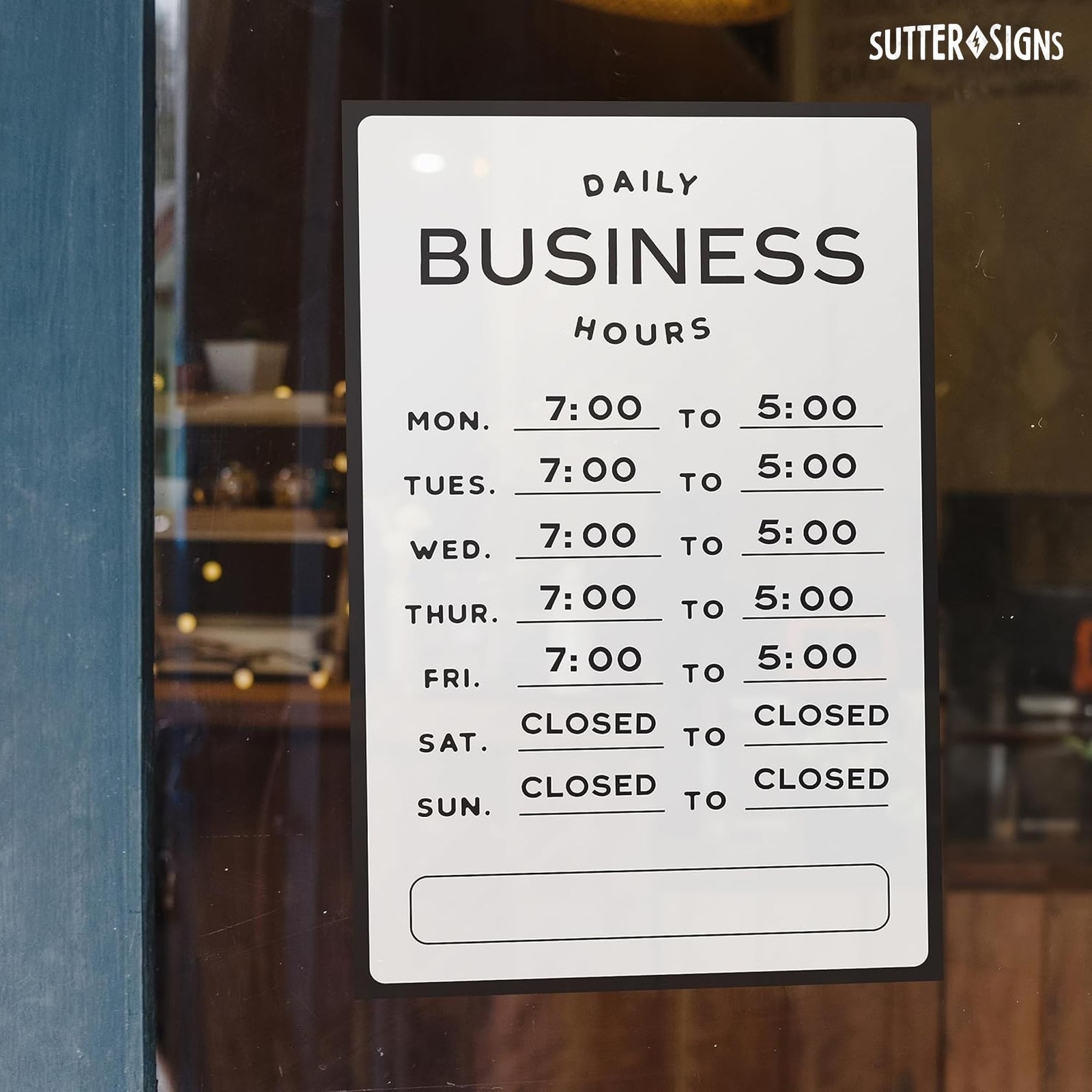 Business Hours Sign 2pk | Modern Store Open Time of Operation Sign for Glass …