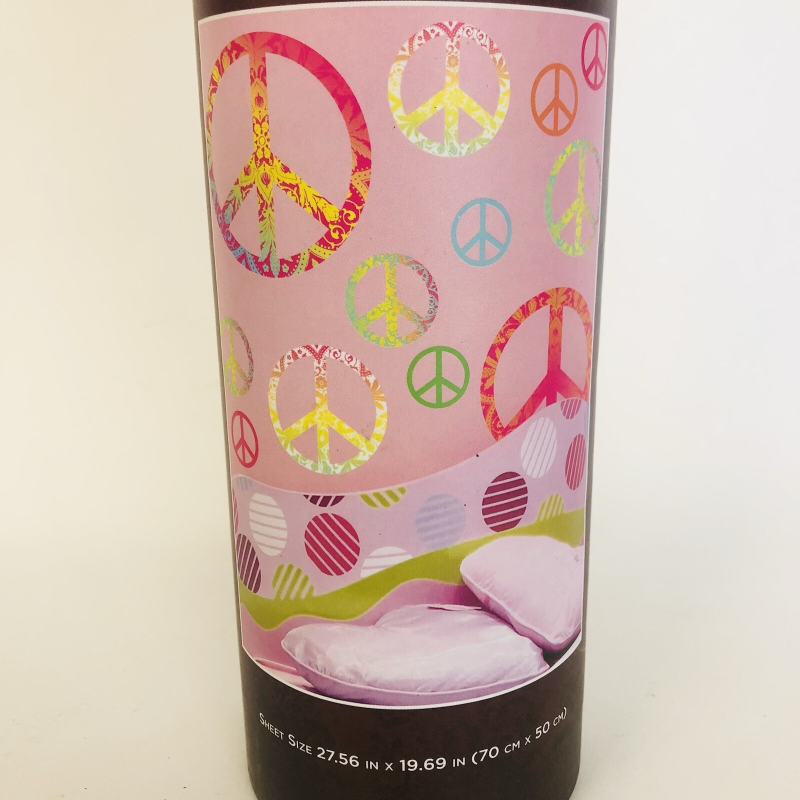 DCWV Decal Wall Art Peace Signs, Girls pink room, Peel-Stick, Multicolor