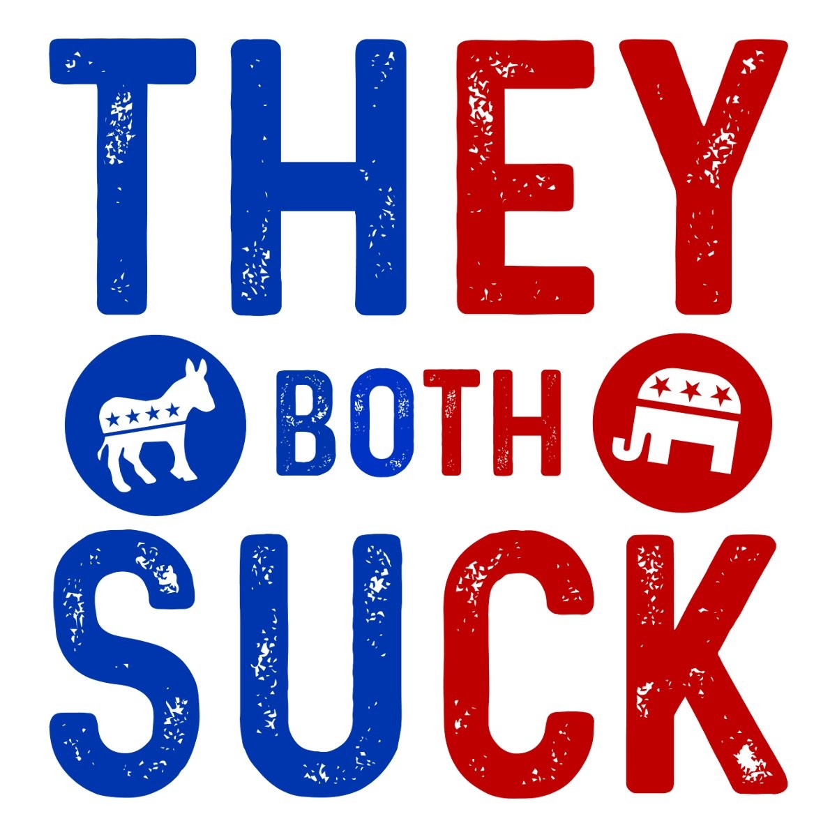Both Suck Bold Bipartisan Critique Political Design Sticker, max. 4 x 4"
