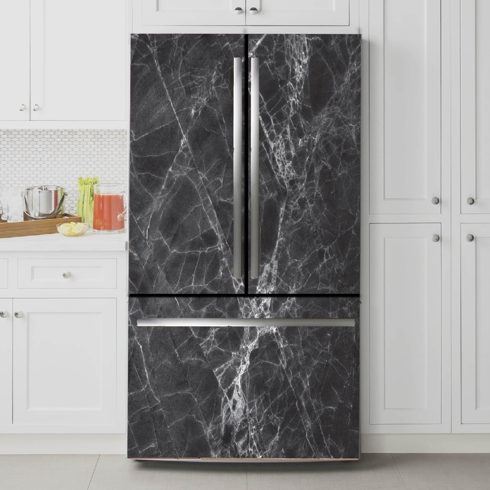 Peel and Stick Fridge Wrap Vinyl Refrigerator Cover 32" x 78.7" (81x200cm)