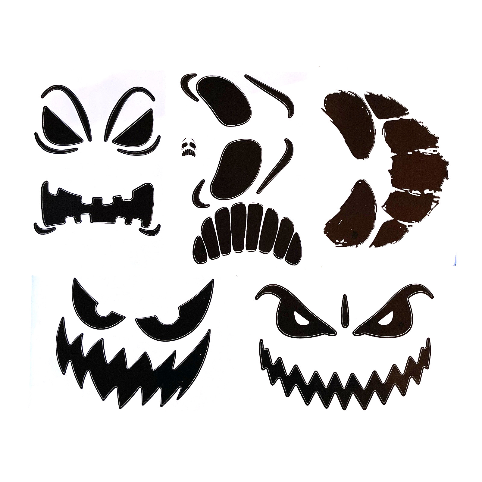 Halloween Pumpkin Faces XL 11.5"x7.5" Stickers Decal Sheet 10 Vinyl Spooky Faces