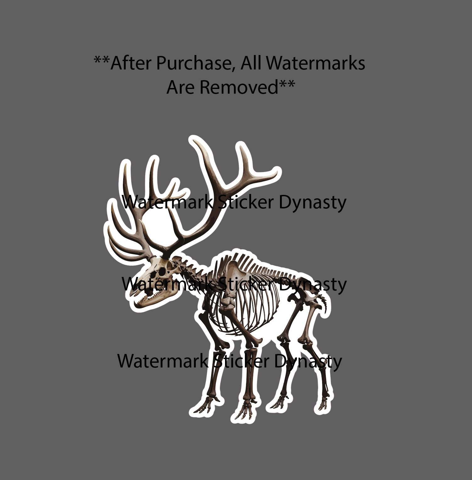 Elk Skeleton Sticker Waterproof Decal Bones Giant Irish Elk Skull Gift NEW