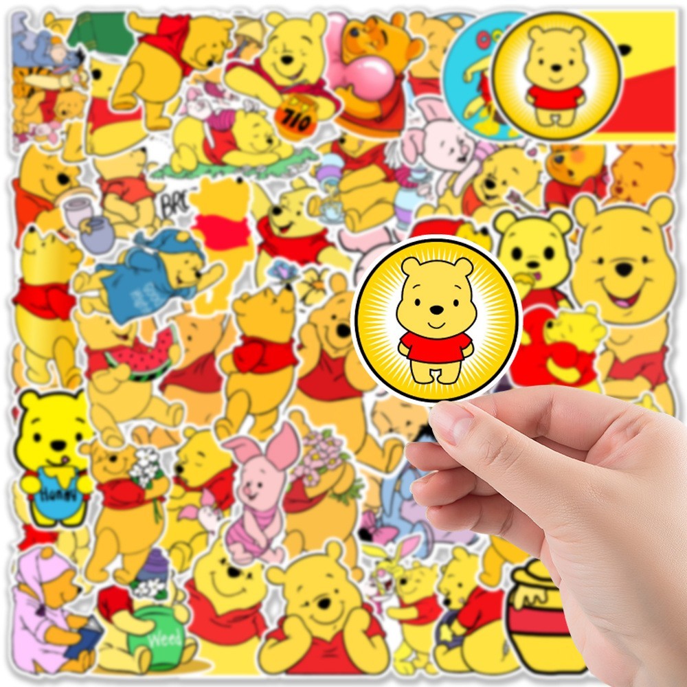 50pc Waterproof Vinyl Stickers Winnie the Pooh Luggage Phone Laptop Water Bottle