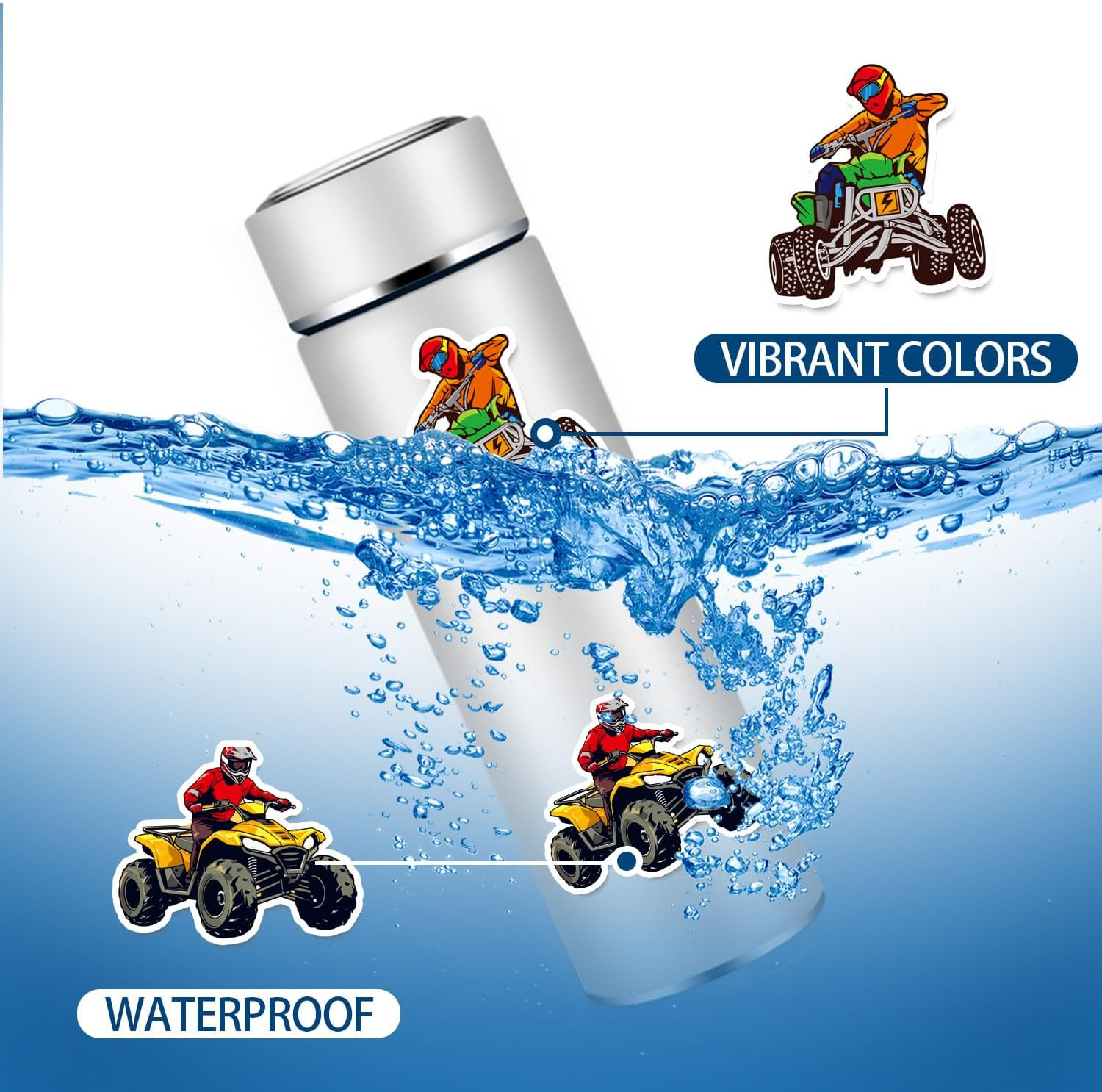 50PCS Four Wheeler ATV Quad Bike Stickers Dirt Bike Decals Party Favors Birthday