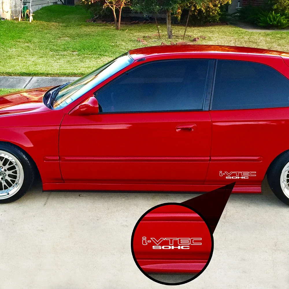 Aftermarket I-VTEC SOHC Sport Racing Vinyl Decal – 2-Pack Side Door Sticker | 9