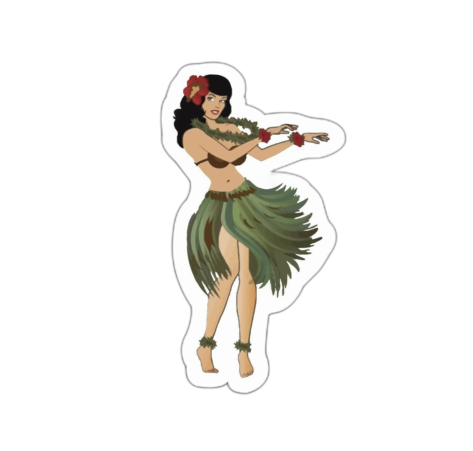 Hula Girl Sticker Decal Lei Dance