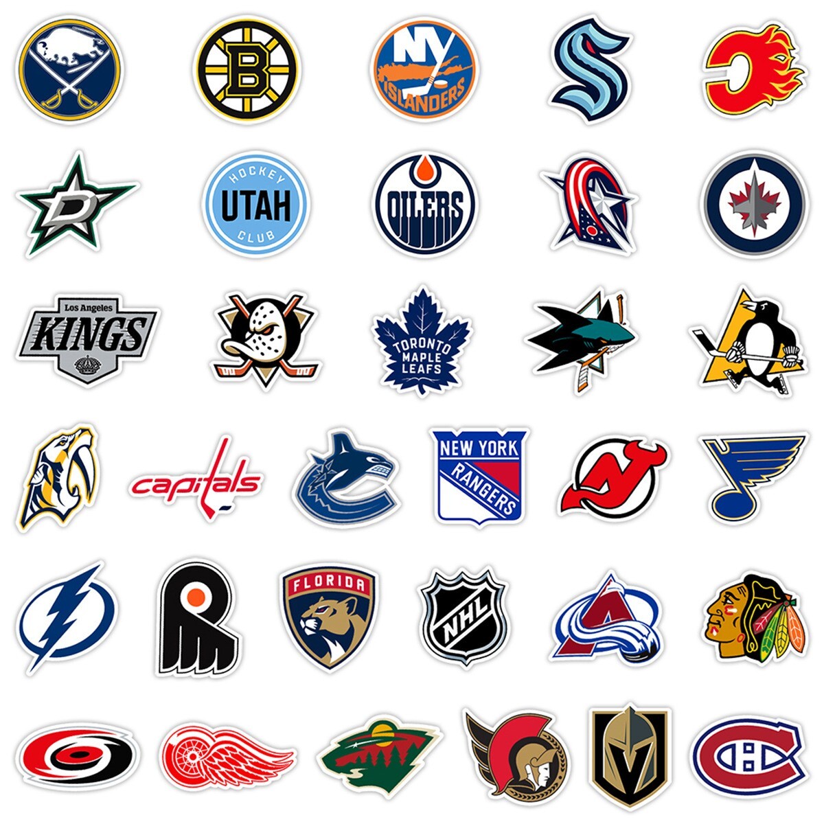33 Pcs Stickers Hockey All NHL Teams LOGO Fridge Luggage Auto Car Laptop Vinyl
