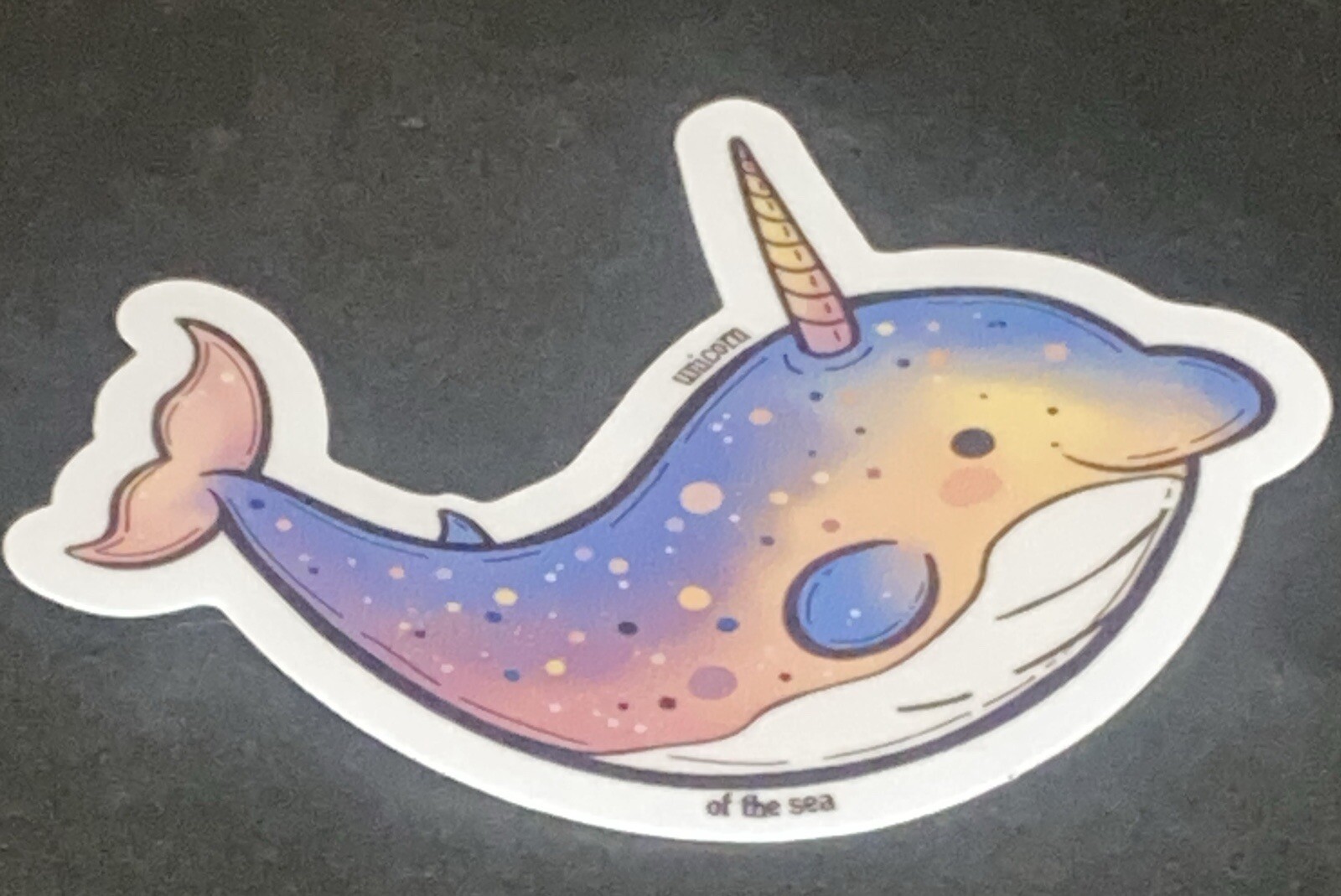 Narwhal Vinyl Sticker – Cute Pastel Ocean Animal Waterproof Glossy Decal