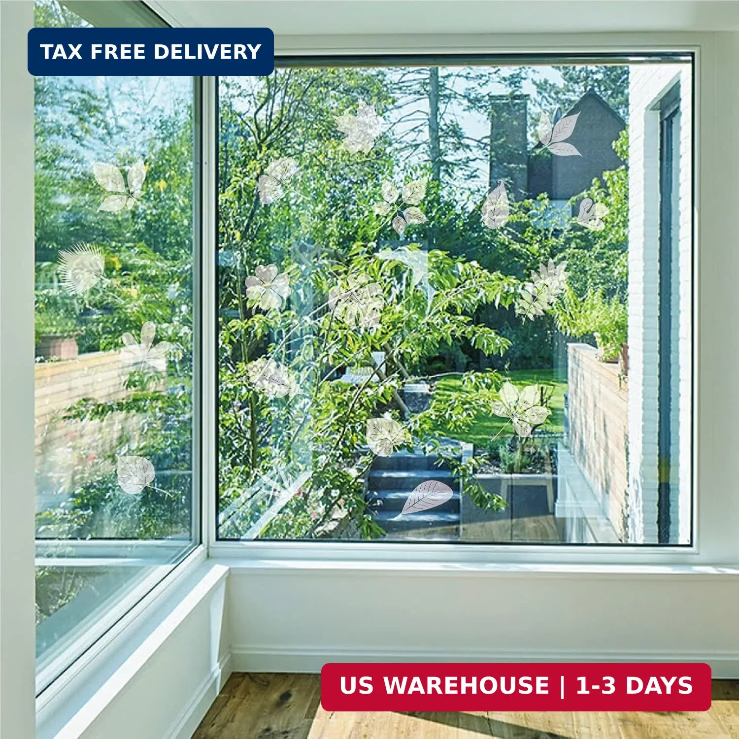 FINGOOO Window Decals for Bird Strikes,52 Pieces Large Leaf Shape Anti Collision