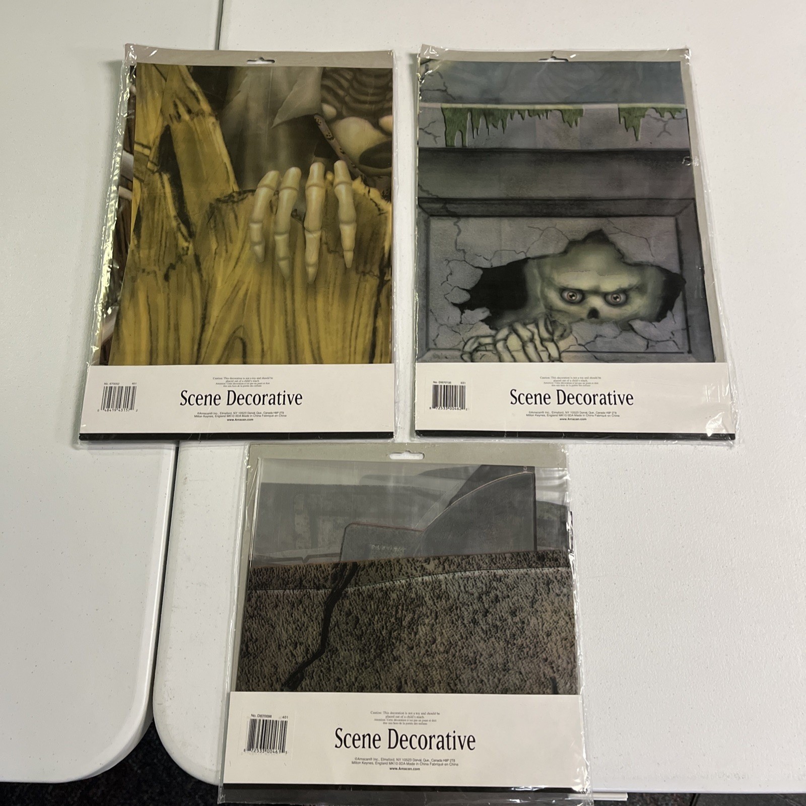 Vintage Amscan Scene Setter Set Tombstone Terror Coffin Grave Room & Border NIP