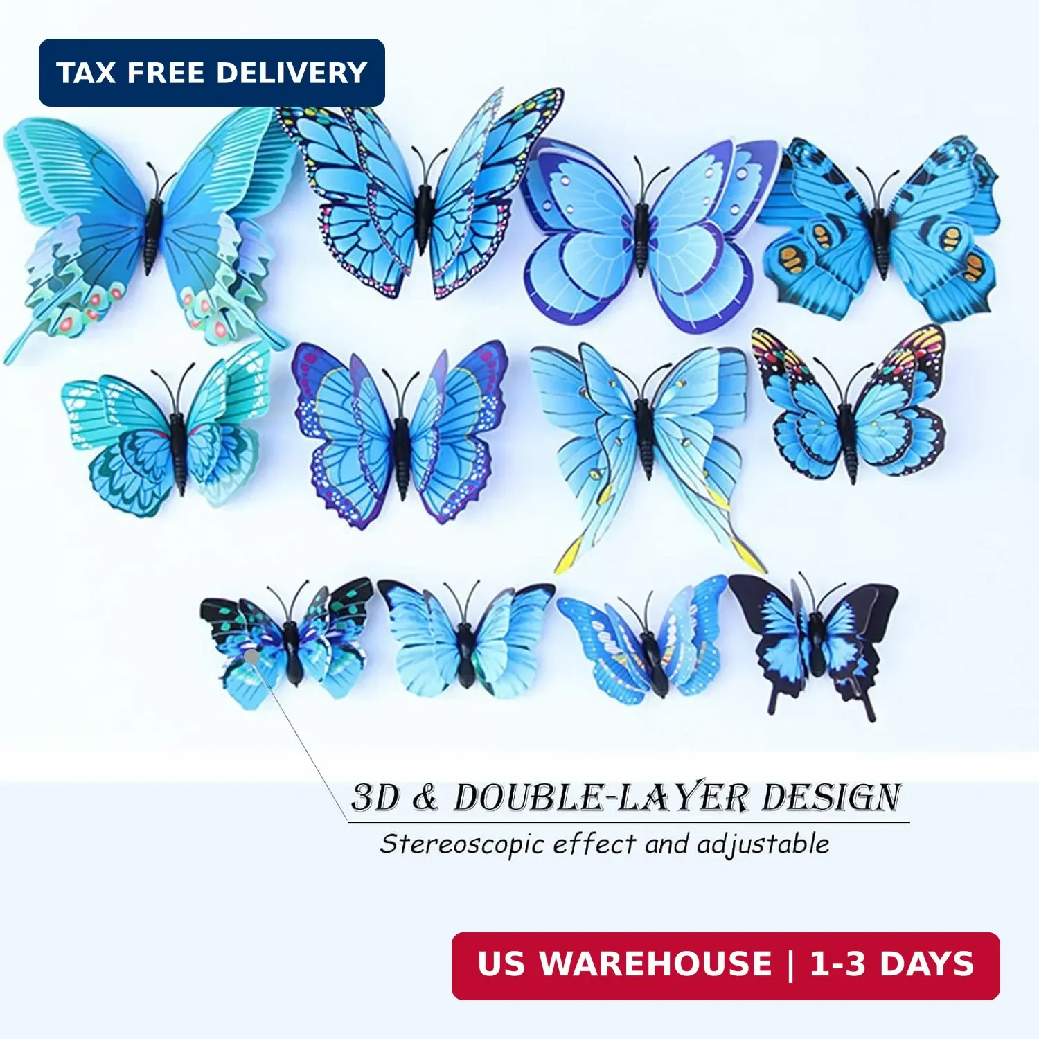 OPSEAM Butterfly Wall Decor 24/48 PCS, 3D Butterflies Stickers for Party Decorat