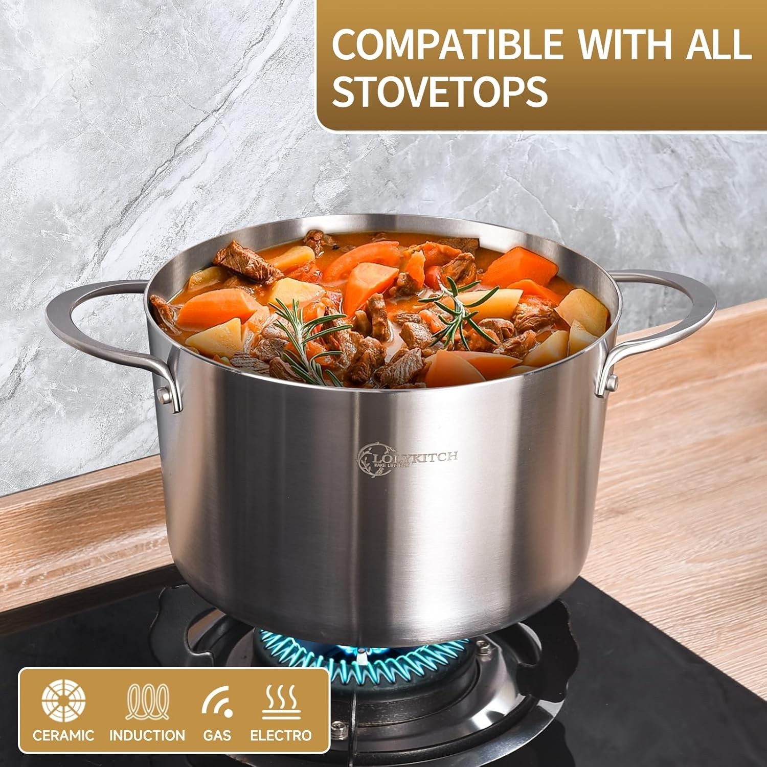 Tri-Ply 3 Quarts Stainless Steel Induction Cooking Pot,Small Stock Pot,Sauce Pot