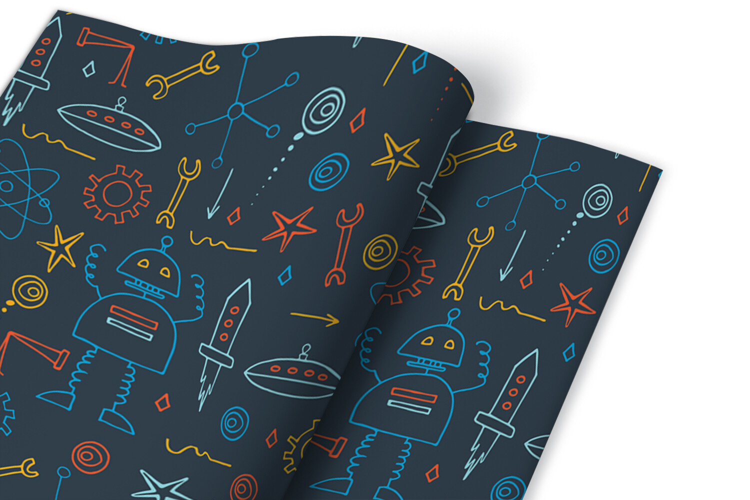 Sticky Back Plastic Self Adhesive Film Wrap Sticker Ufo rocket robot 100×50