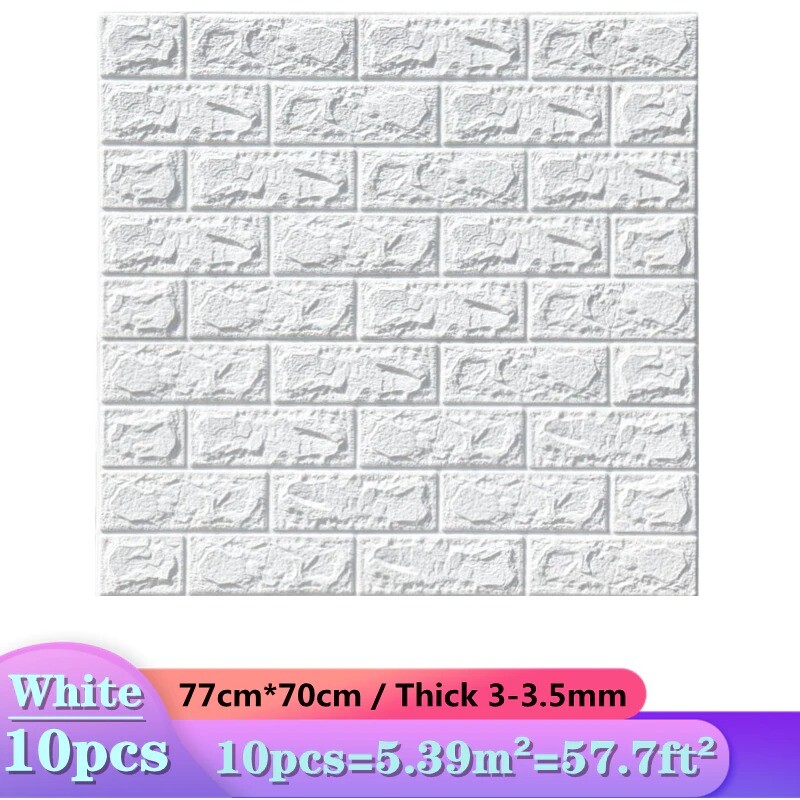 10pcs 3D Imitation Brick Home Wall Sticker Waterproof Self Adhesive Wallpaper