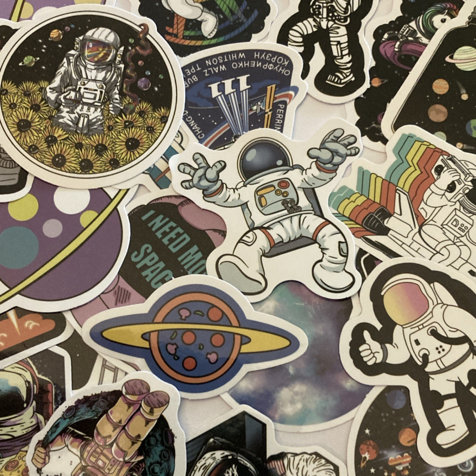 25 Assorted Space Astronaut Vinyl Stickers Set – Planets, Removable, Multicolor