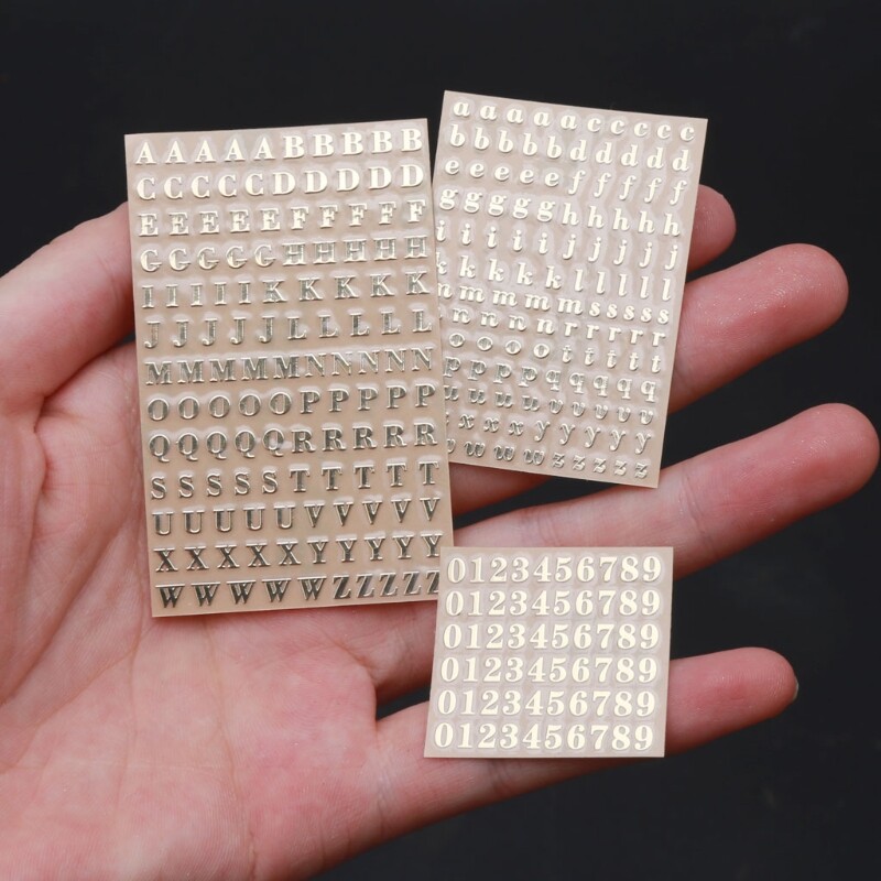5Pieces/set Gold Silver 3mm Number Stickers Mini Glitter Letter Sticker