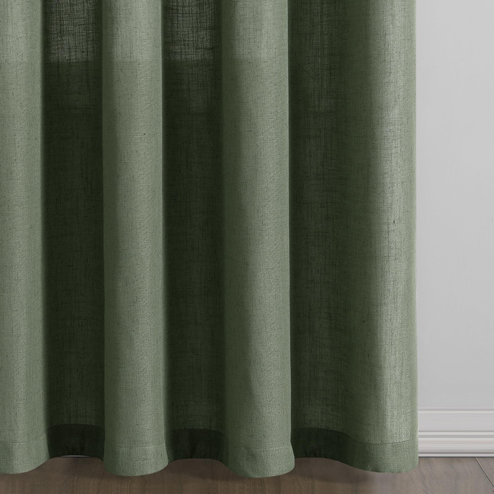 Green Linen Curtains 54 Inch Length 2 Panels for Kitchen Dining Room Grommet …