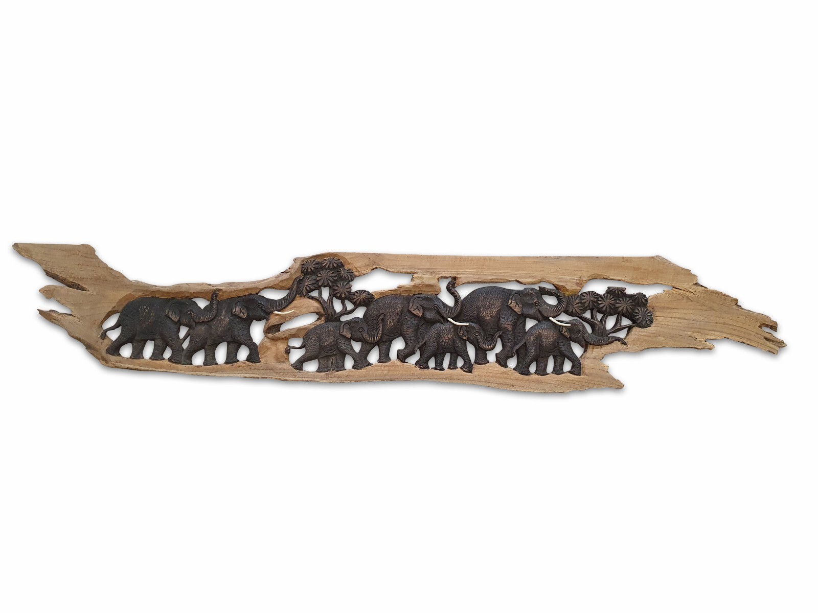 Wall Picture Thai Elephant Carving Wall Decoration Teak Wood Relief Thailand