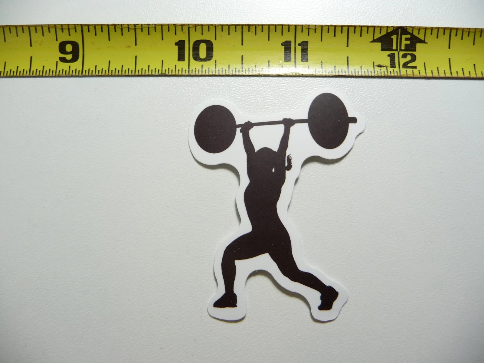 GIRL WOMAN BARBELL SMALL STICKER DECAL GYM WEIGHTLIFTING FITNESS EXERCISE