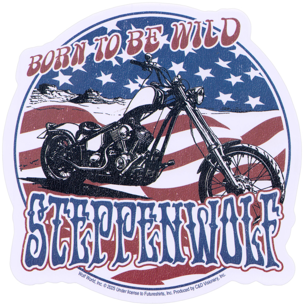 Sticker – Steppenwolf Born To Be Wild 1960s USA Flag Rock Music Band Retro 5"