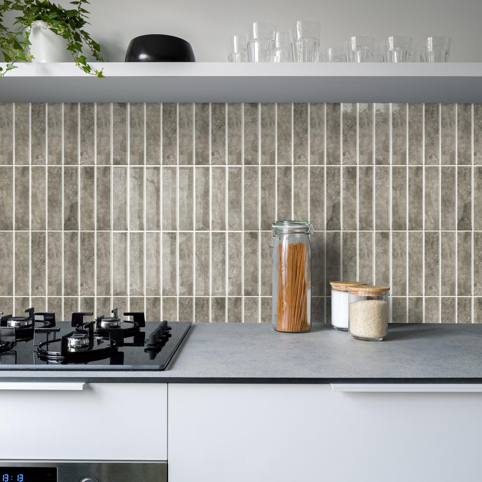 10 Sheets 12x12inch Brown 3D Vinyl Backsplash Tiles, Self-Adhesive Peel and S…