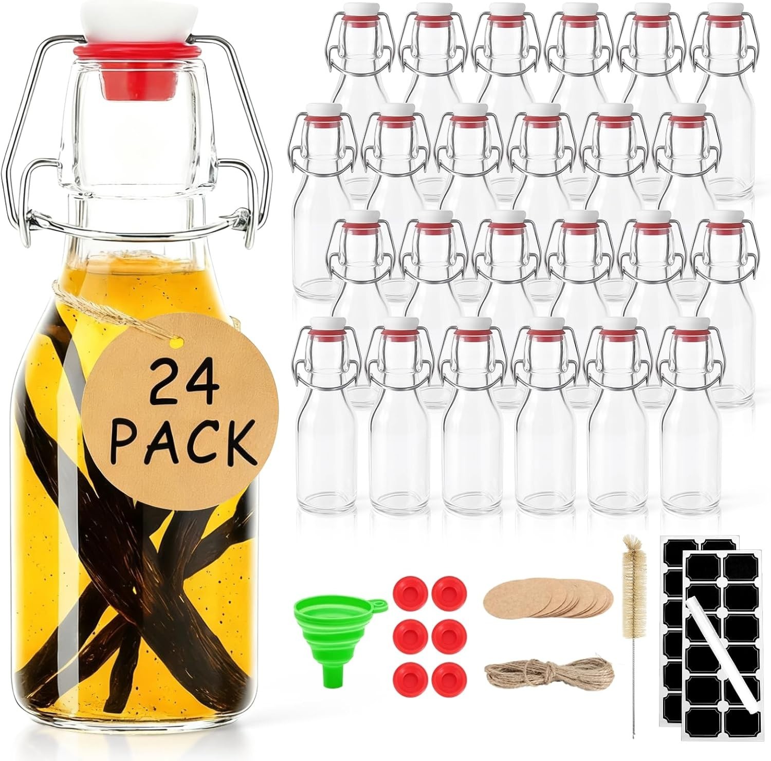 24 botellas de vidrio con tapa abatible de 4oz con tapa abatible para Kombucha